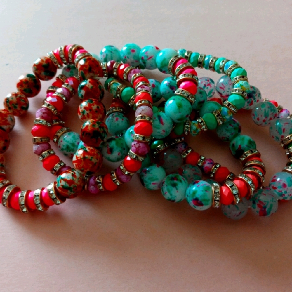 Colorful stacking bead bracelets